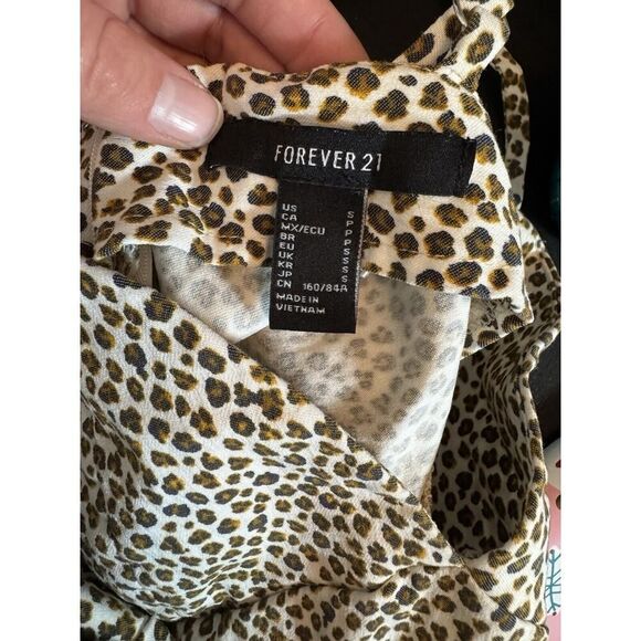 Forever 21‎ Cheetah Print Dress Y2K Baddie Babydoll Empire Waist McBling Chic S - Picture 3 of 7